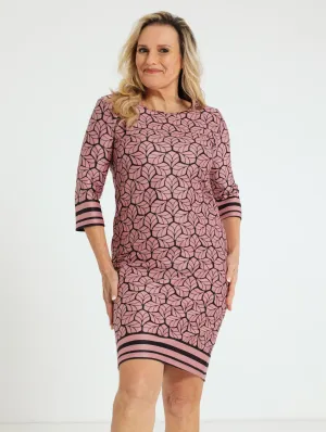 Border Print Shift Dress - Blush