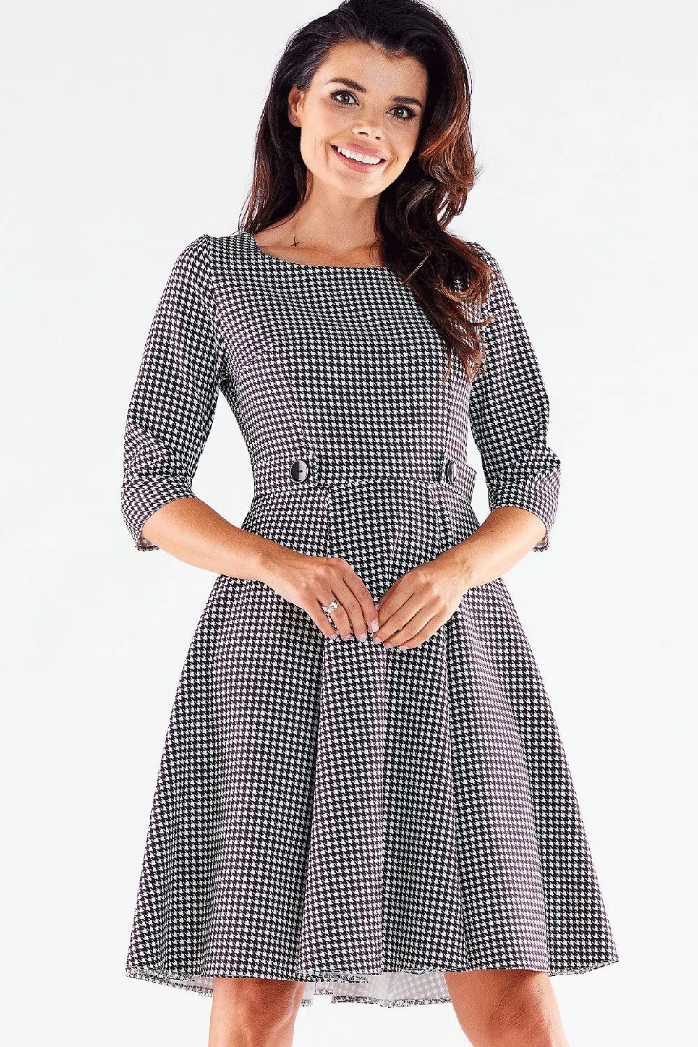 Button-Detail A-Line Dress