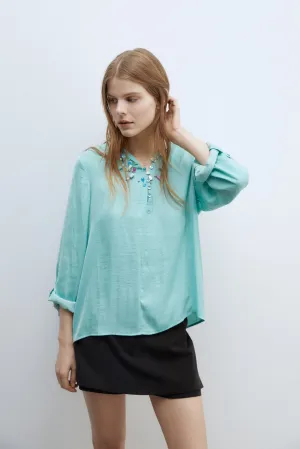 Buttons loose-fit blouse - Green