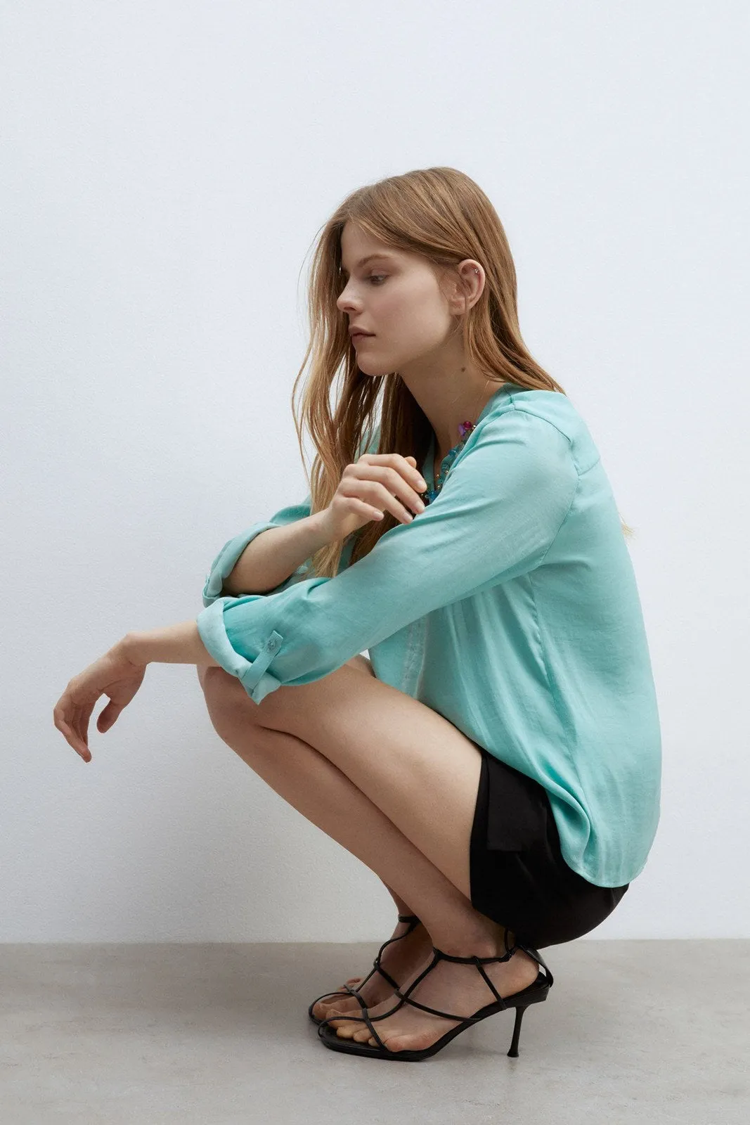 Buttons loose-fit blouse - Green