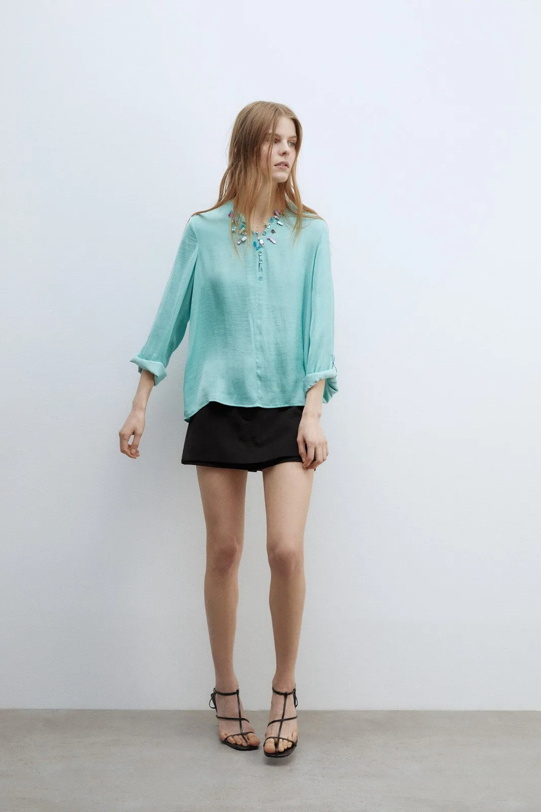 Buttons loose-fit blouse - Green