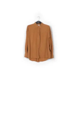Camel loose-fit silk shirt