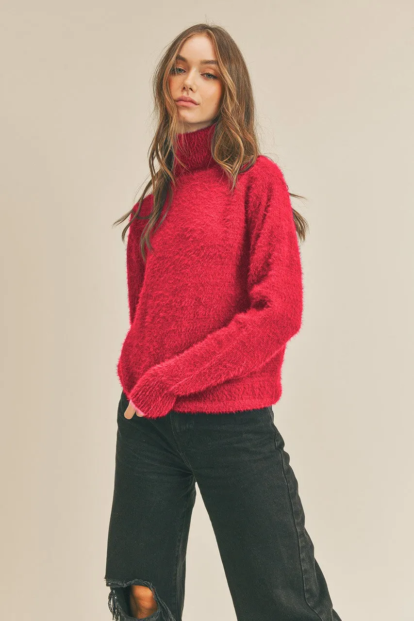 Carissa- Fuzzy Neck Turtle Neck Sweater