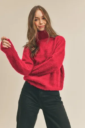 Carissa- Fuzzy Neck Turtle Neck Sweater