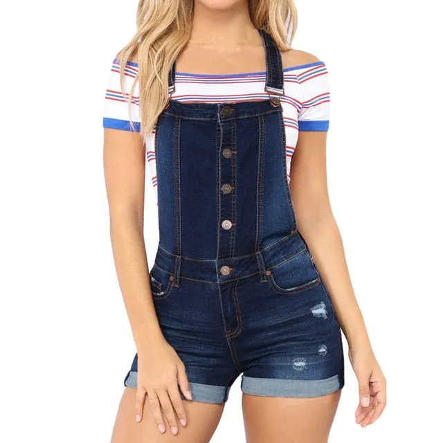 Casual Jumpsuit Summer Women Denim Jumpsuit Plus Size Casual Button Camisole Solid High Waist Denim Jumpsuit Women Jeans May