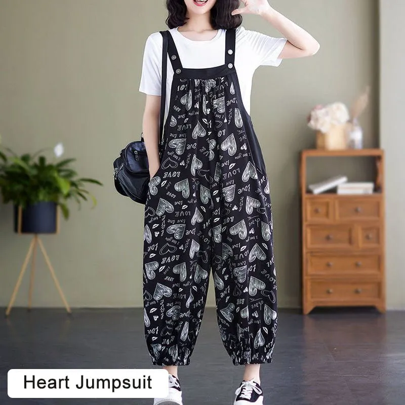 🔥Casual Loose Jumpsuit with Pockets & Solid Color T-Shirt Two-Piece Set