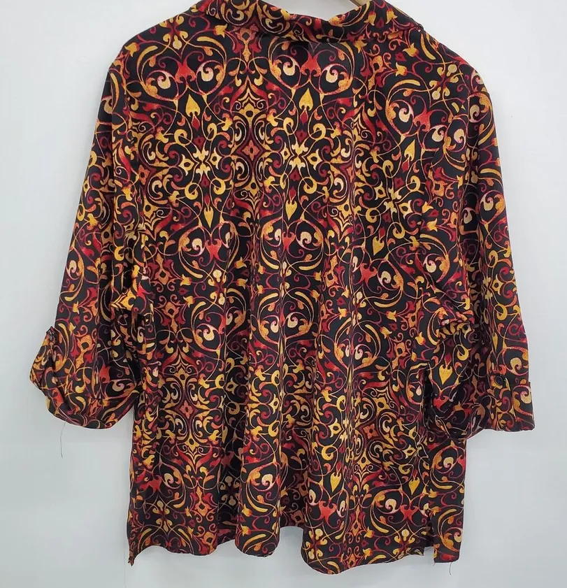 Catherine's Button Front 3/4 Sleeve Brown Shirt (14-16WP)