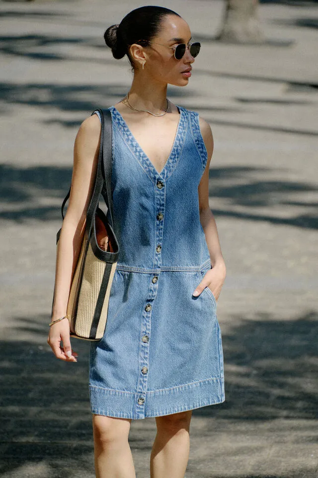 Ceres Life Side Pocket Mini Shift Dress - Fresh Indigo