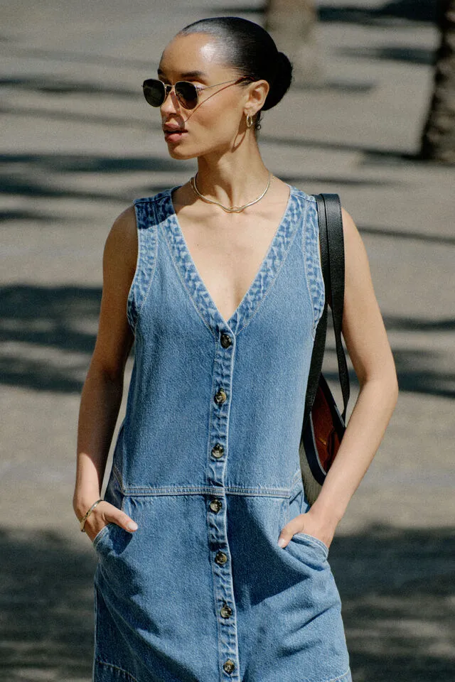 Ceres Life Side Pocket Mini Shift Dress - Fresh Indigo