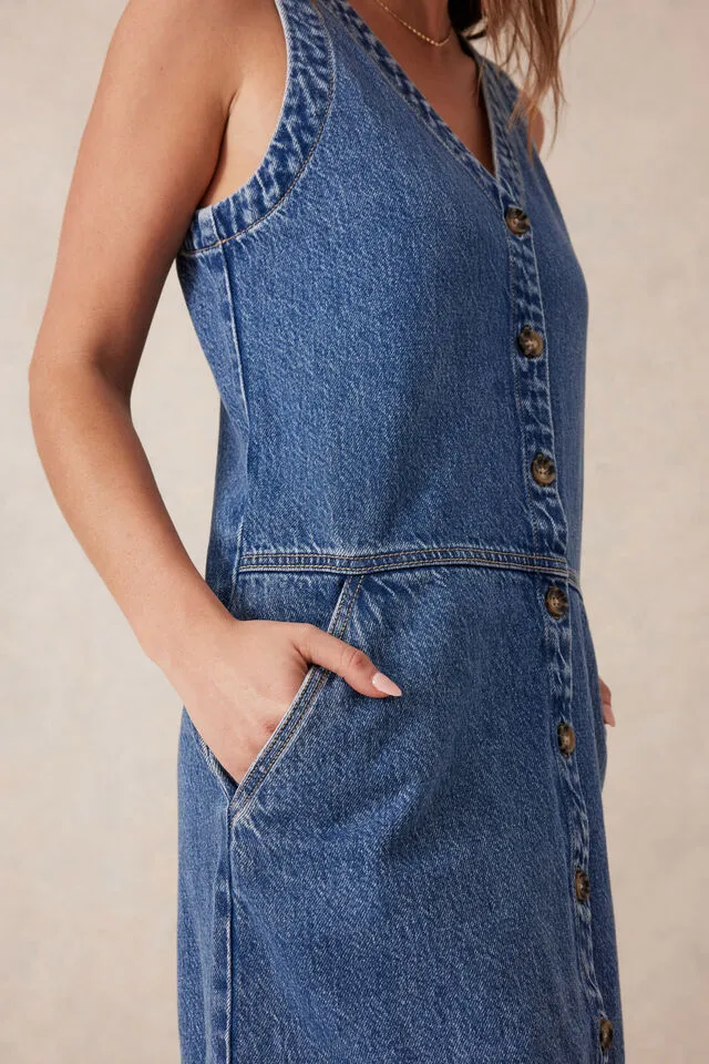 Ceres Life Side Pocket Mini Shift Dress - Fresh Indigo