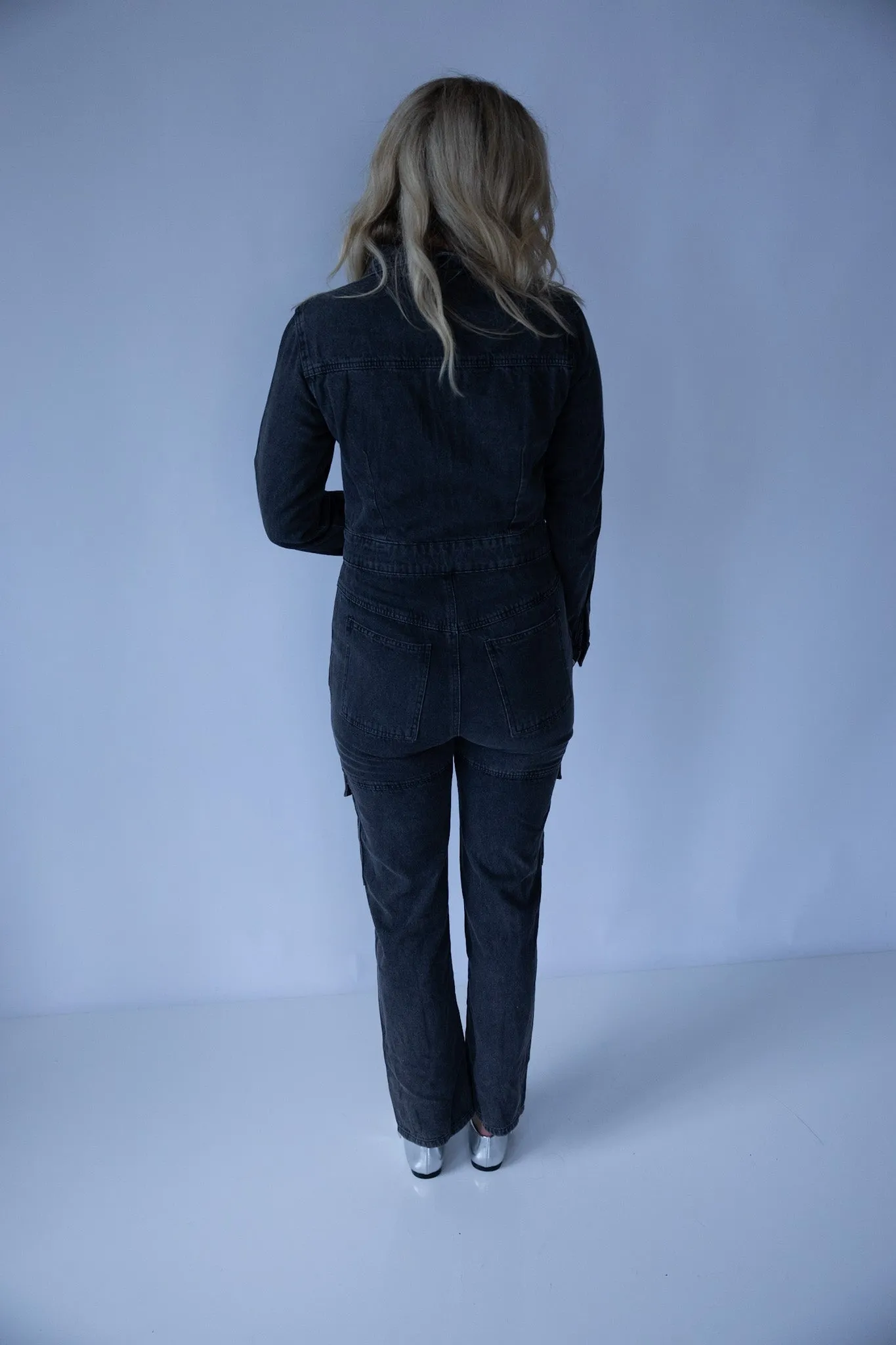 Charcoal Utility Denim Jumpsuit-Final Sale