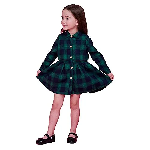 Check Plaid Collar Neck Shirt Dress - Girls Sizes 8-9