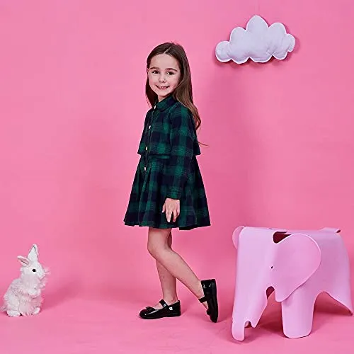 Check Plaid Collar Neck Shirt Dress - Girls Sizes 8-9