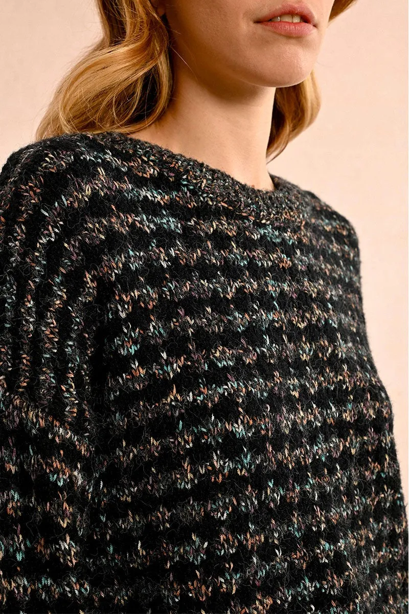 CHUNKY KNIT SWEATER WITH METALLIC THREADS
