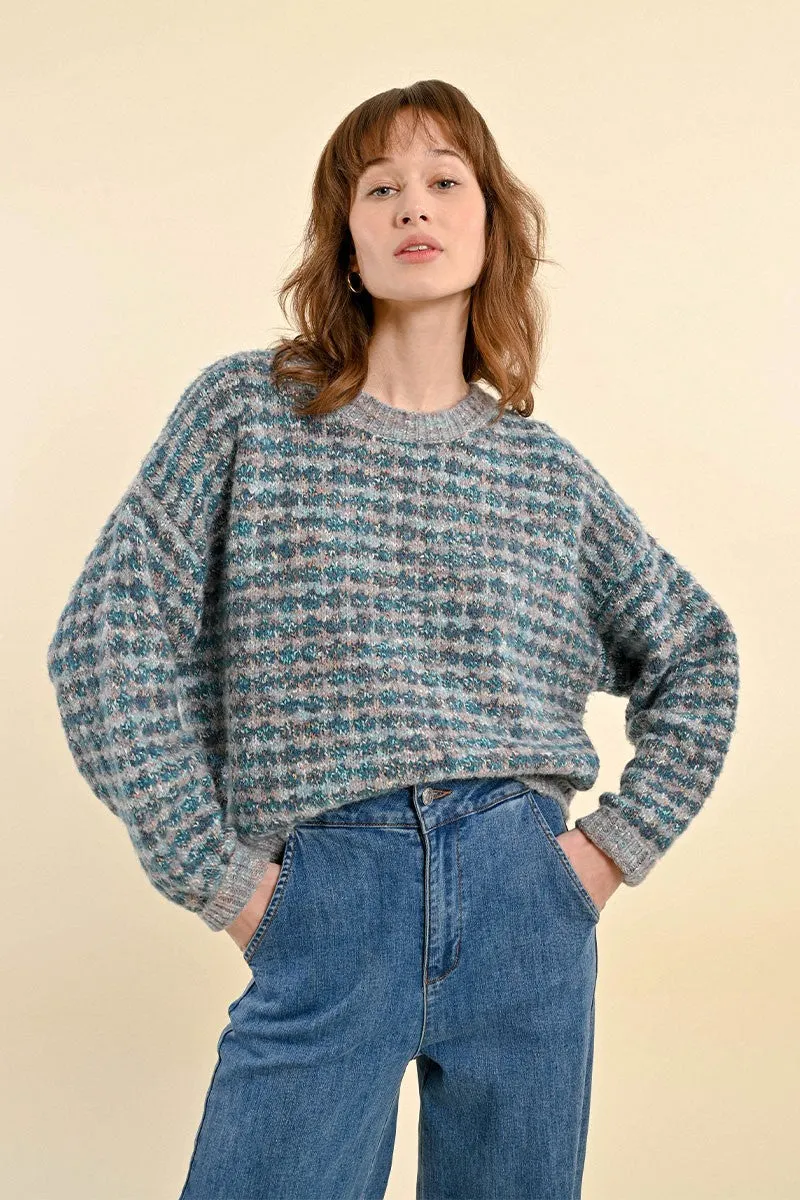 CHUNKY KNIT SWEATER WITH METALLIC THREADS