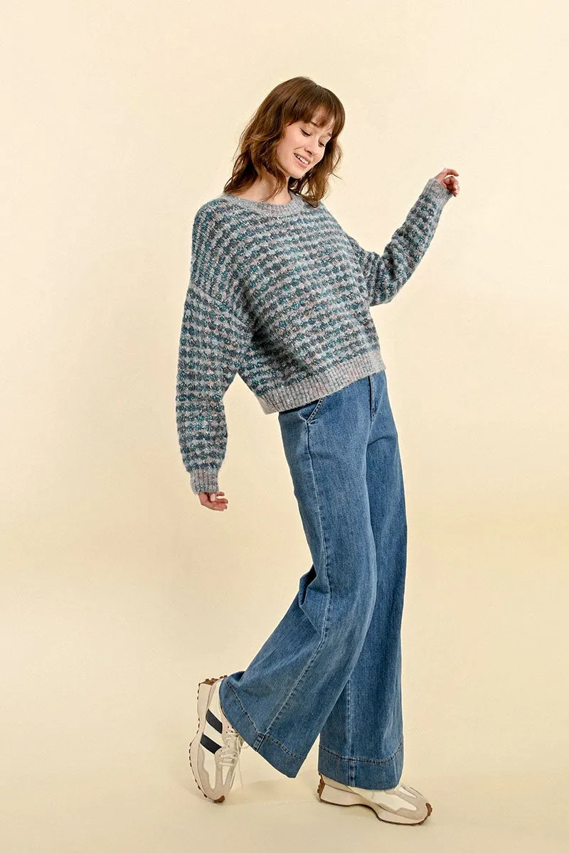 CHUNKY KNIT SWEATER WITH METALLIC THREADS