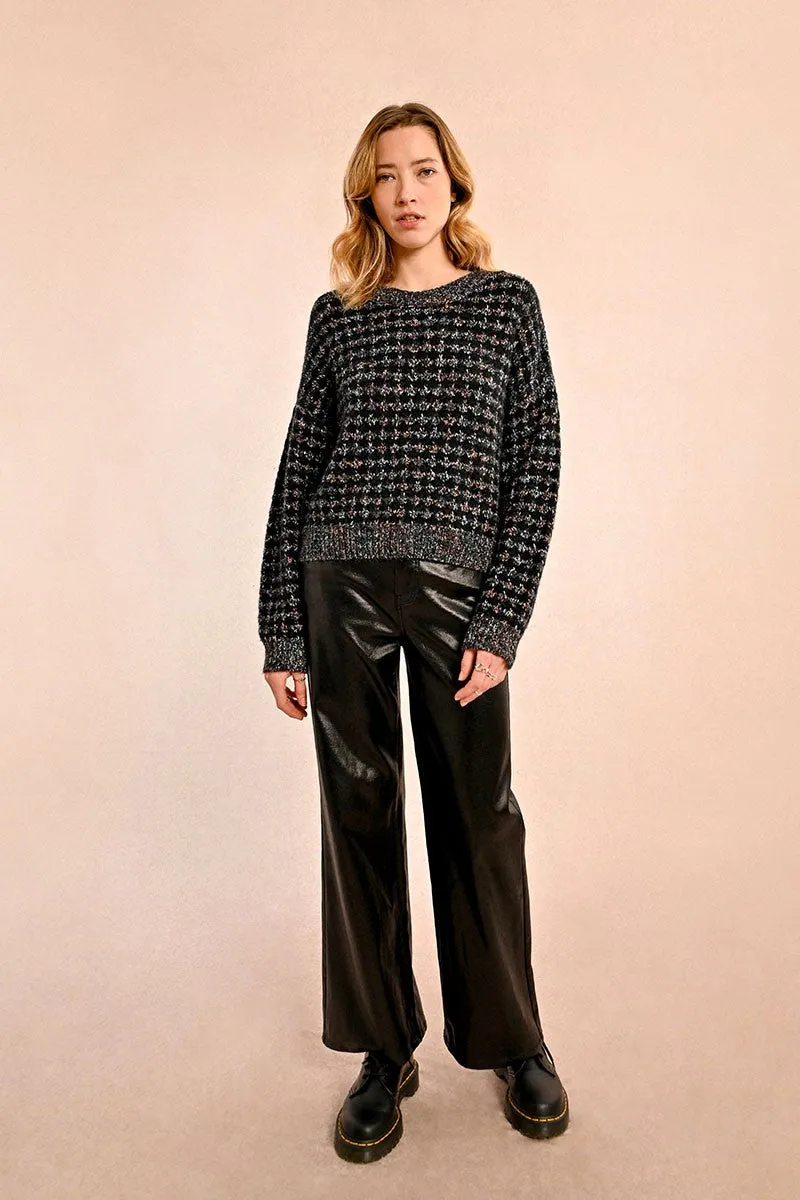 CHUNKY KNIT SWEATER WITH METALLIC THREADS