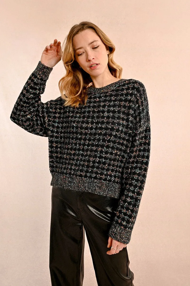 CHUNKY KNIT SWEATER WITH METALLIC THREADS