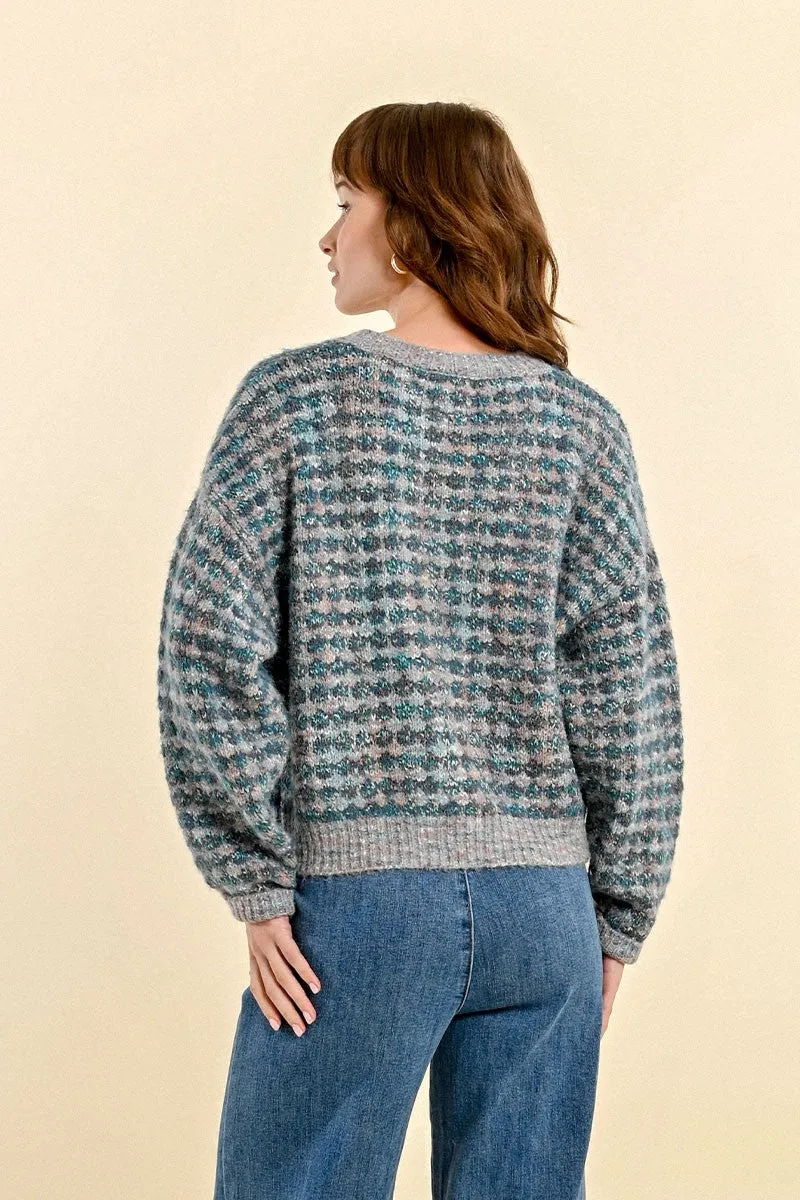 CHUNKY KNIT SWEATER WITH METALLIC THREADS