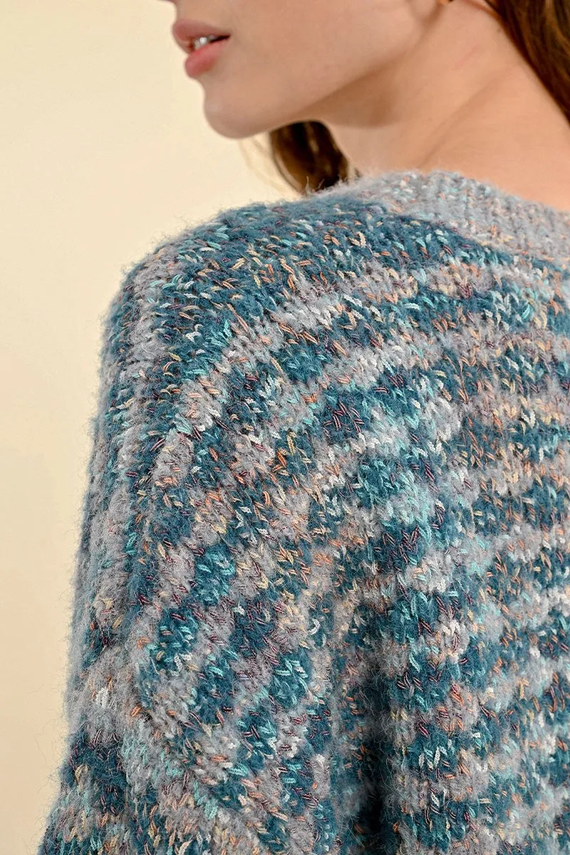 CHUNKY KNIT SWEATER WITH METALLIC THREADS