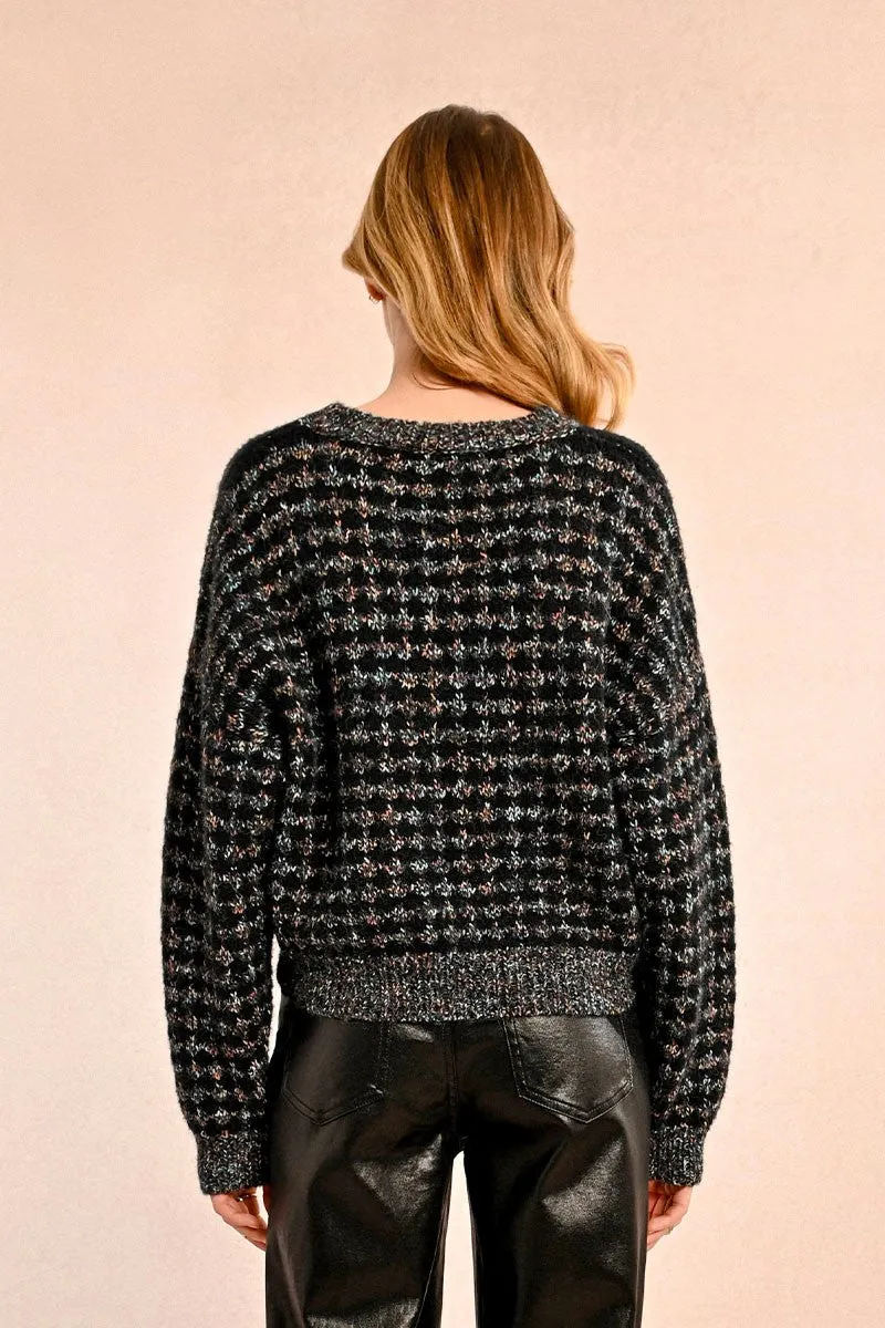 CHUNKY KNIT SWEATER WITH METALLIC THREADS
