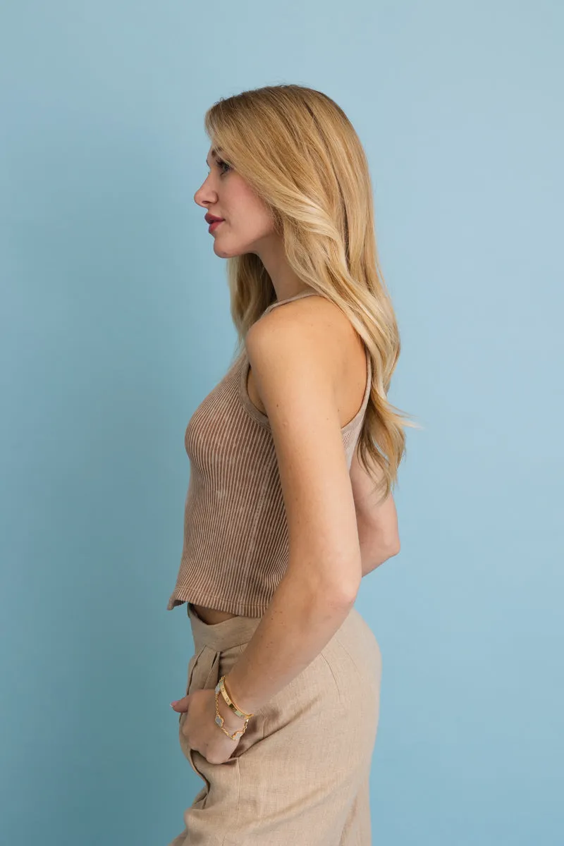 Classic Basic Washed Ribbed Tank Top