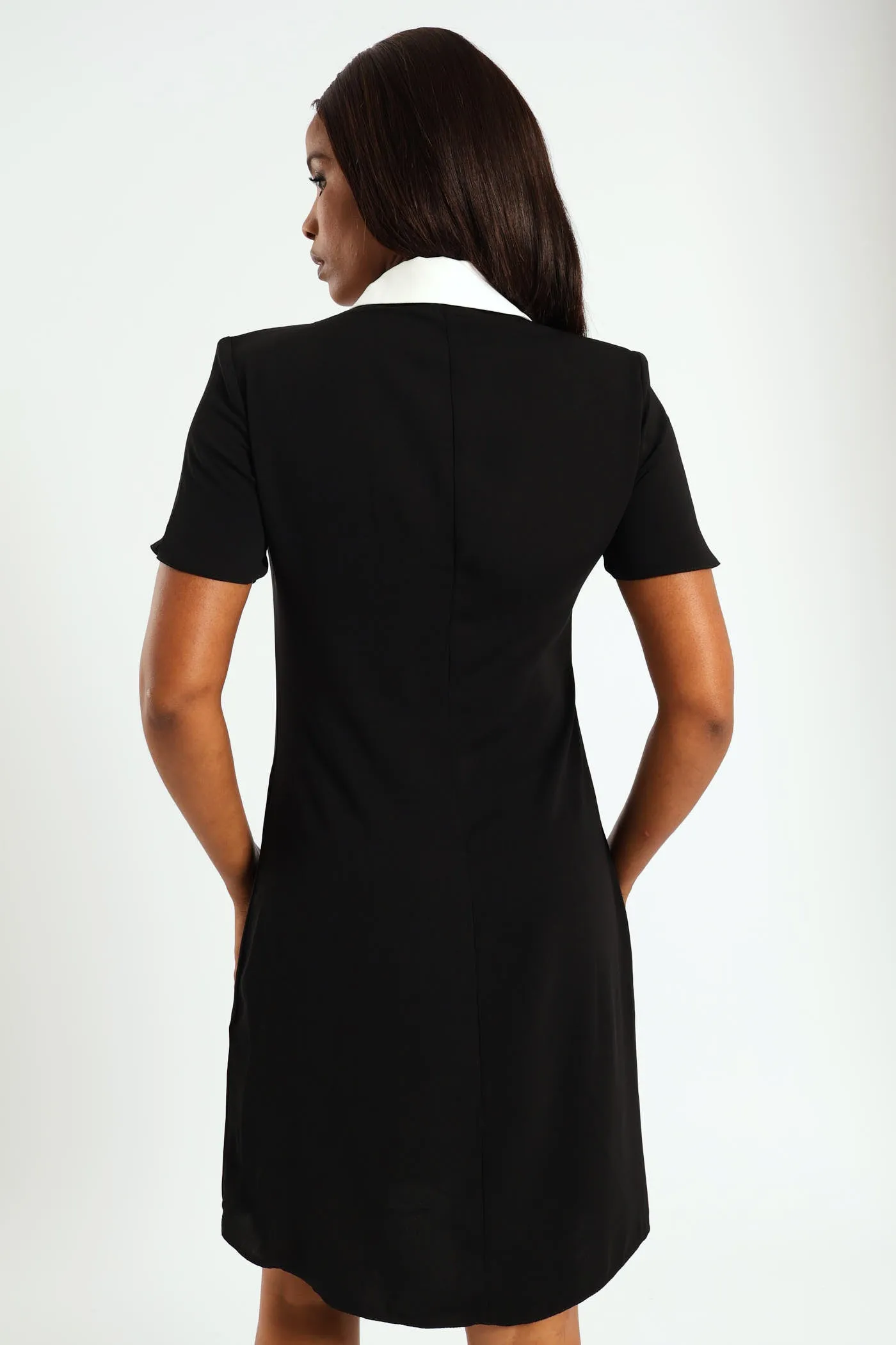 Contrast Shift Dress - Black