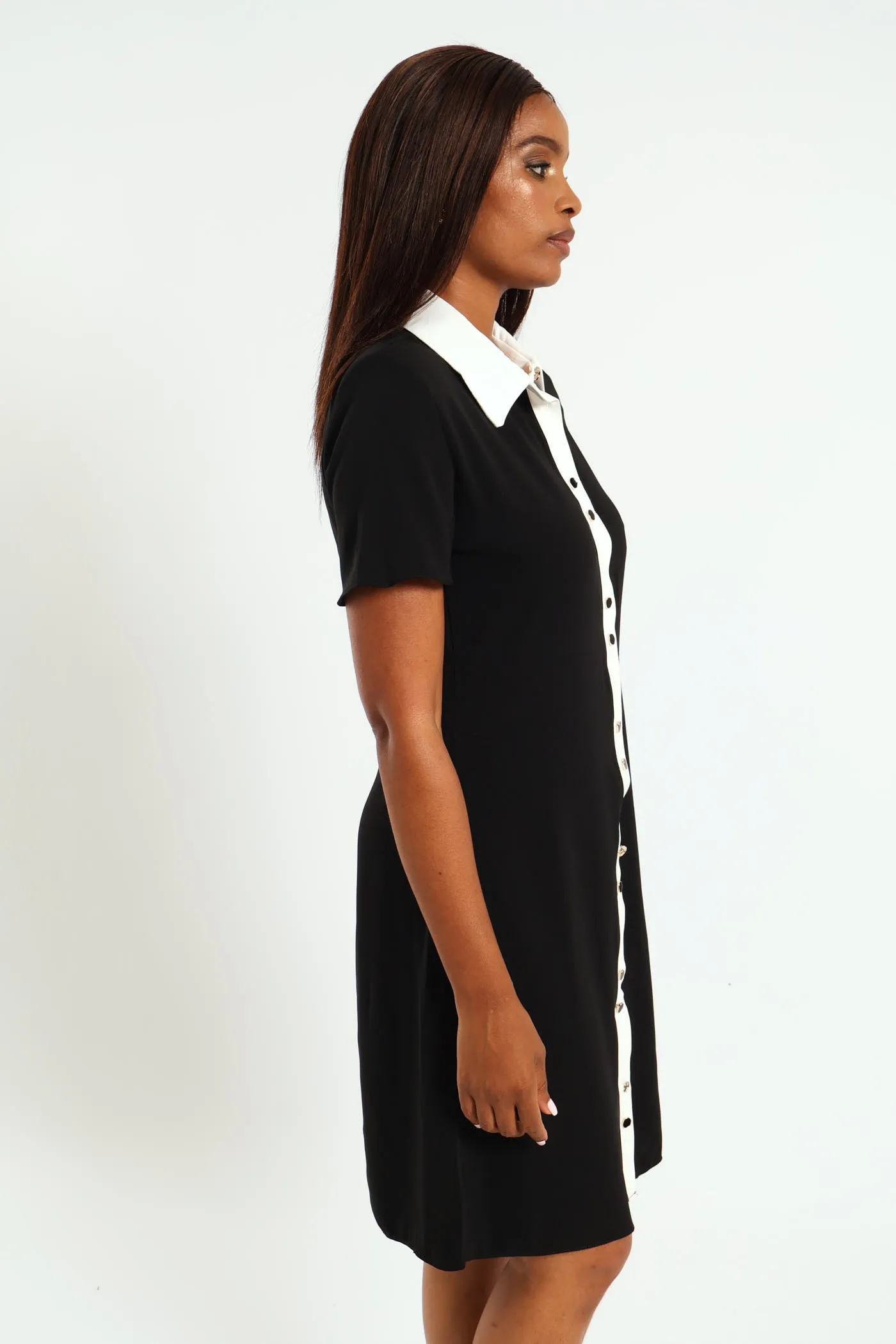 Contrast Shift Dress - Black