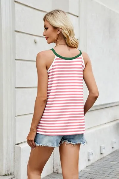 Contrast Striped Round Neck Cami