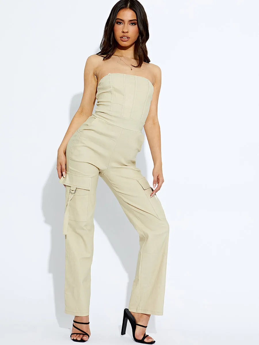 Corset Style Cargo Cami Jumpsuit
