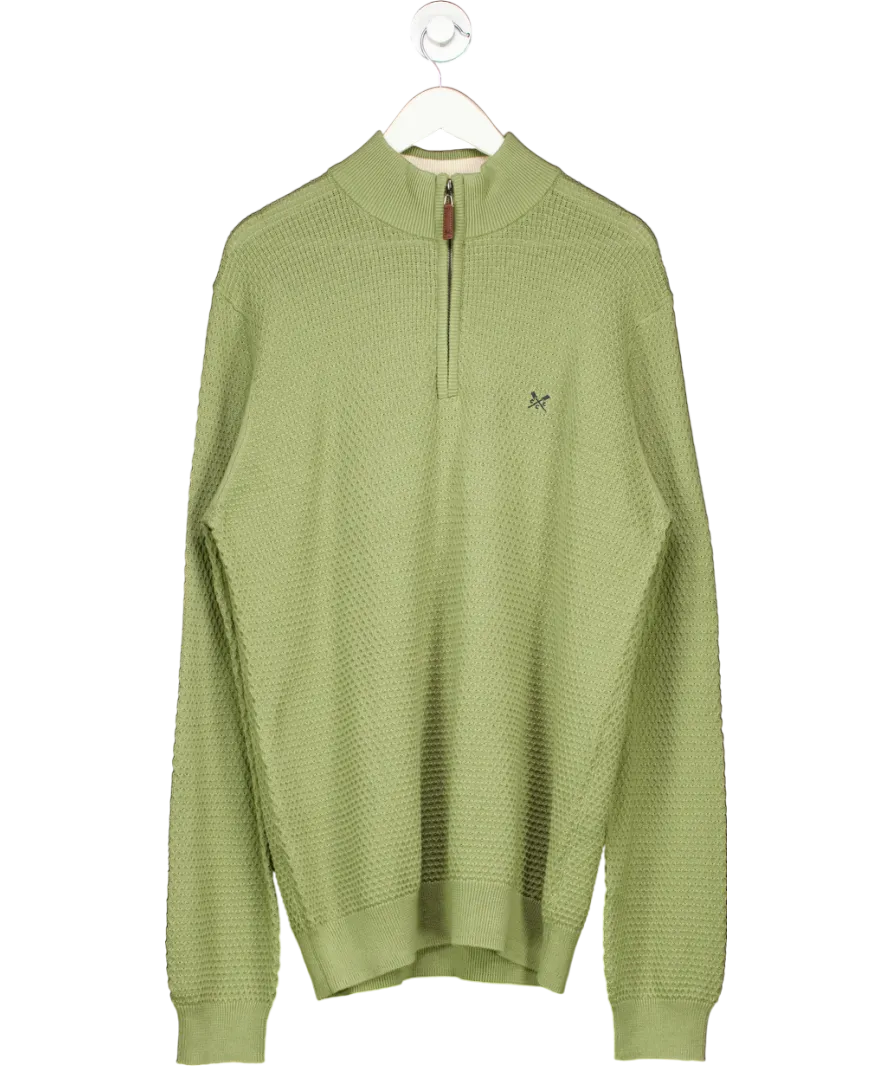 Crew Clothing Green Organic Cotton Half Zip Logo Jumper UK XL