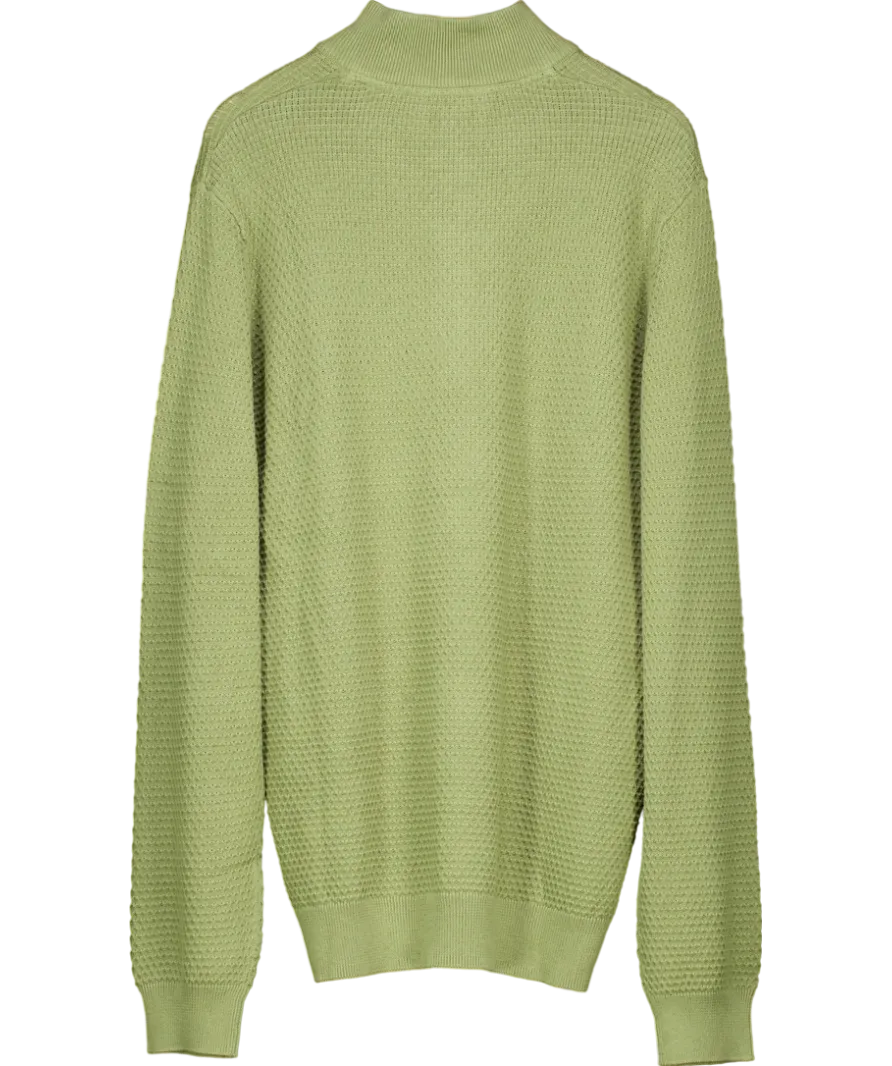 Crew Clothing Green Organic Cotton Half Zip Logo Jumper UK XL