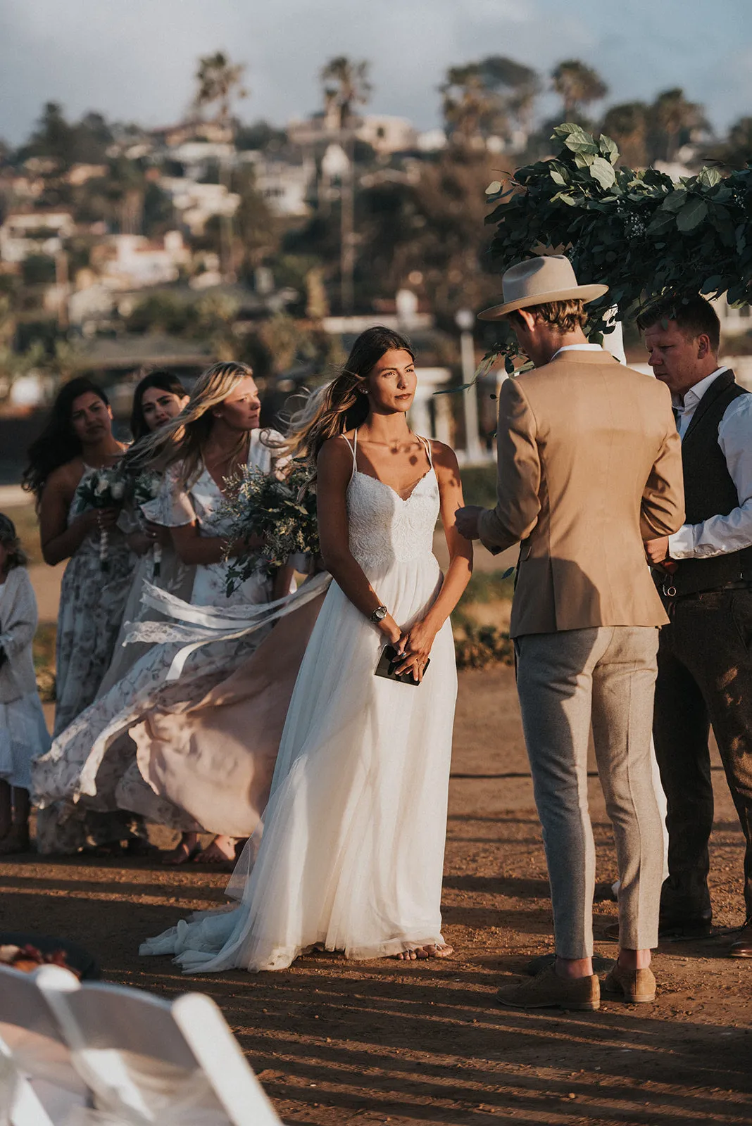 Criss-Cross Summer Lace Wedding Gown with Tulle Skirt