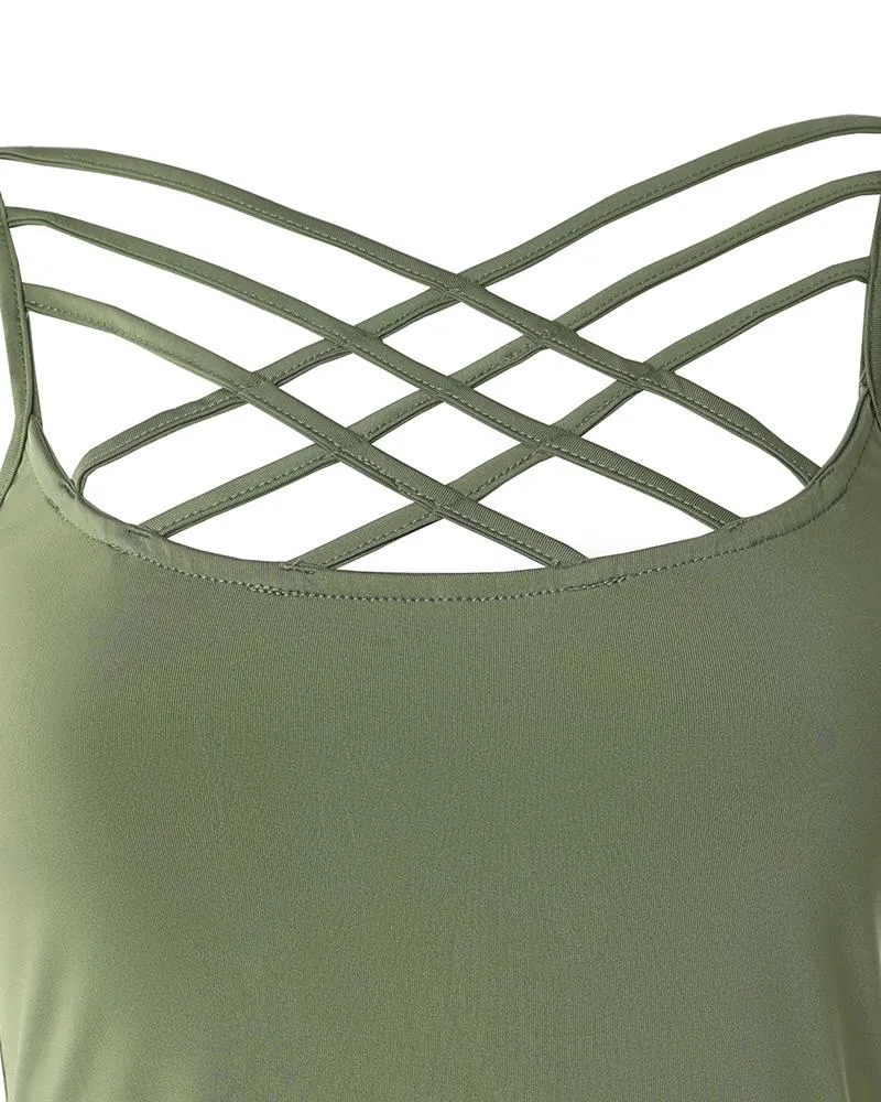 Crisscross Strappy Sleeveless Skinny Top