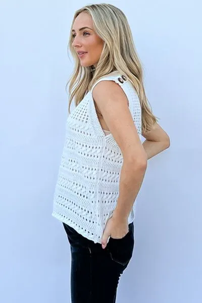 Cristy Hollowed Out Buttoned Tank