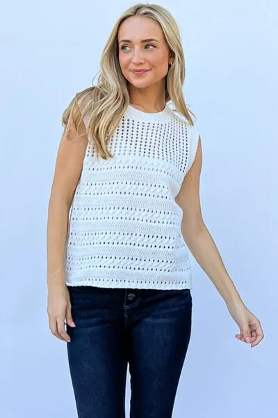 Cristy Hollowed Out Buttoned Tank