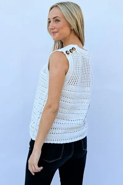 Cristy Hollowed Out Buttoned Tank