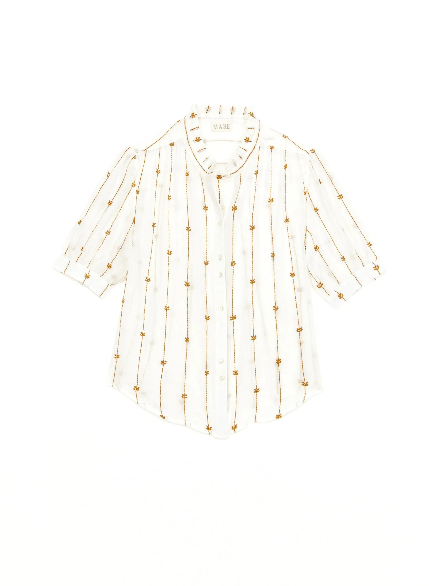 Dacy Emb Top - Ecru/Mustard