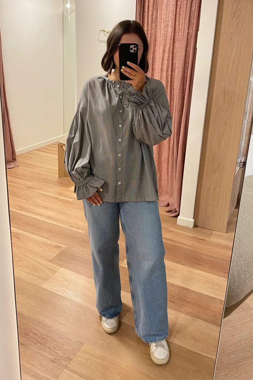 Daylight Moon Passing Of Time Blouses - Silk Wool Puppytooth
