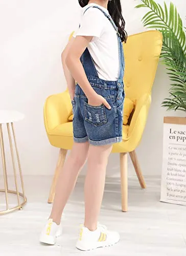 Denim Bib Shortalls for Little&Big Girls