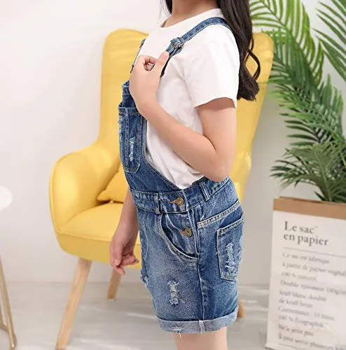 Denim Bib Shortalls for Little&Big Girls