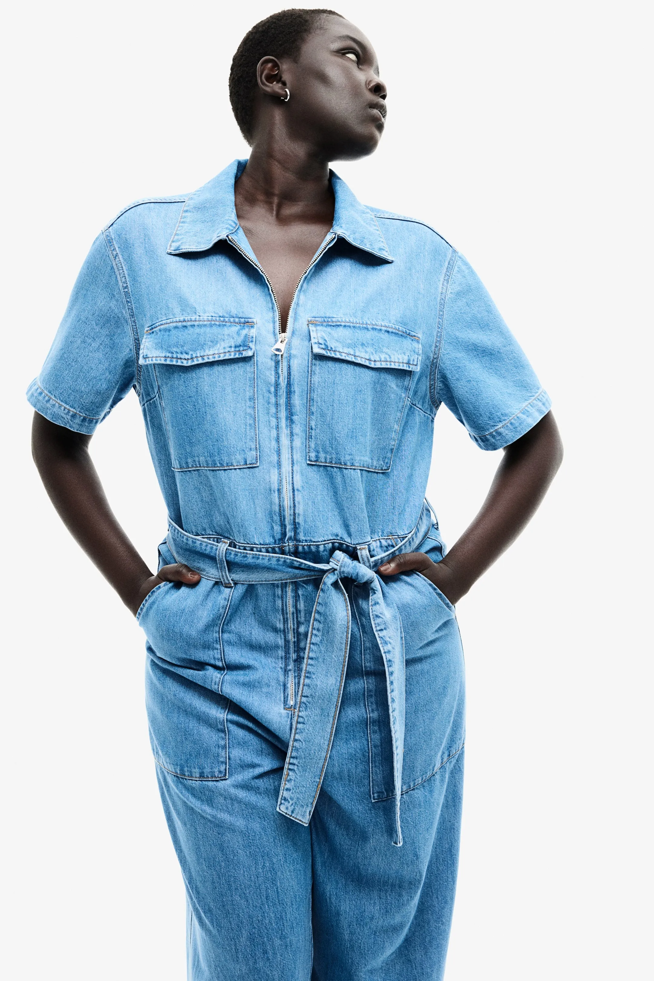 Denim boiler suit