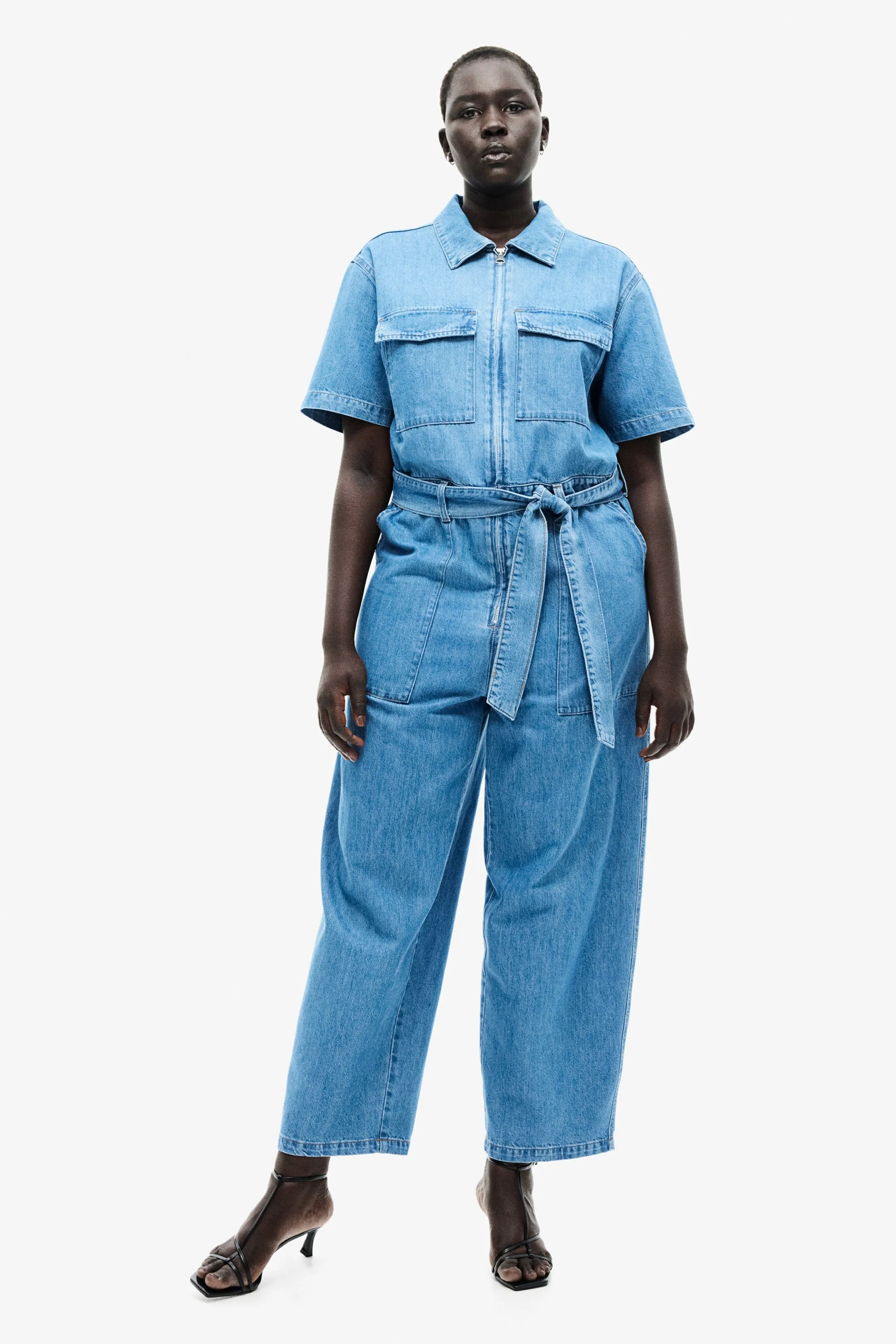 Denim boiler suit