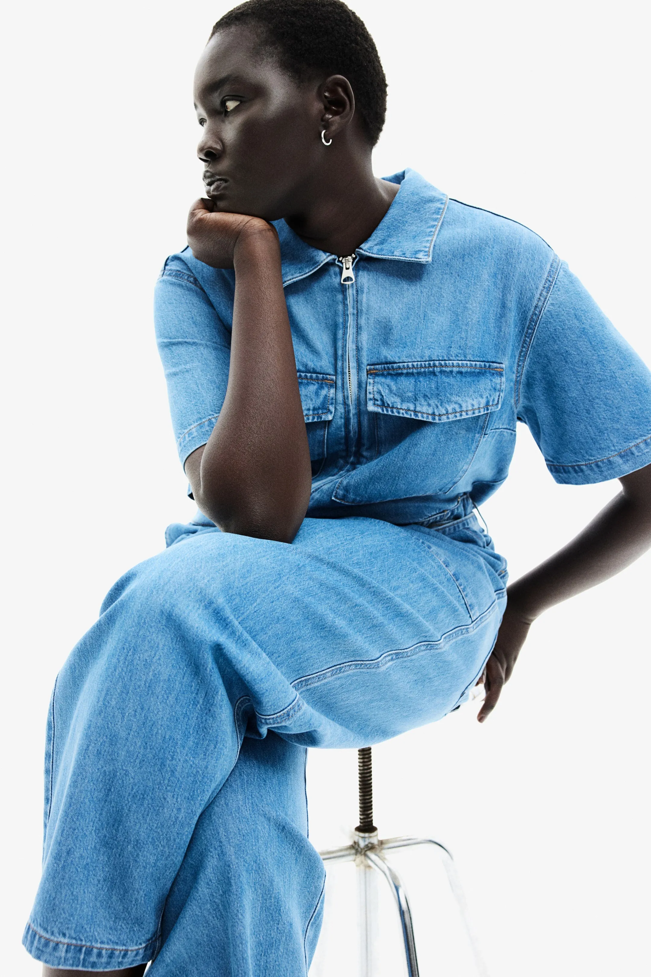 Denim boiler suit