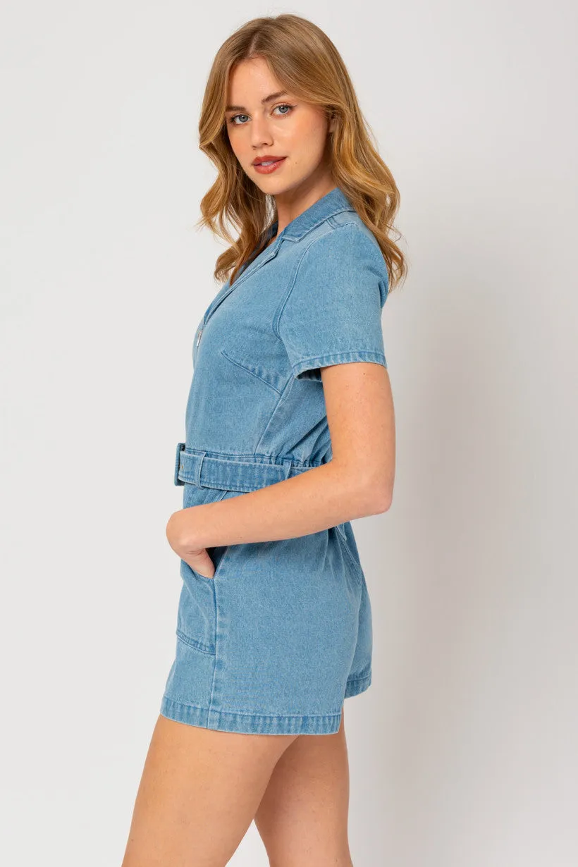 Denim Buckle Romper