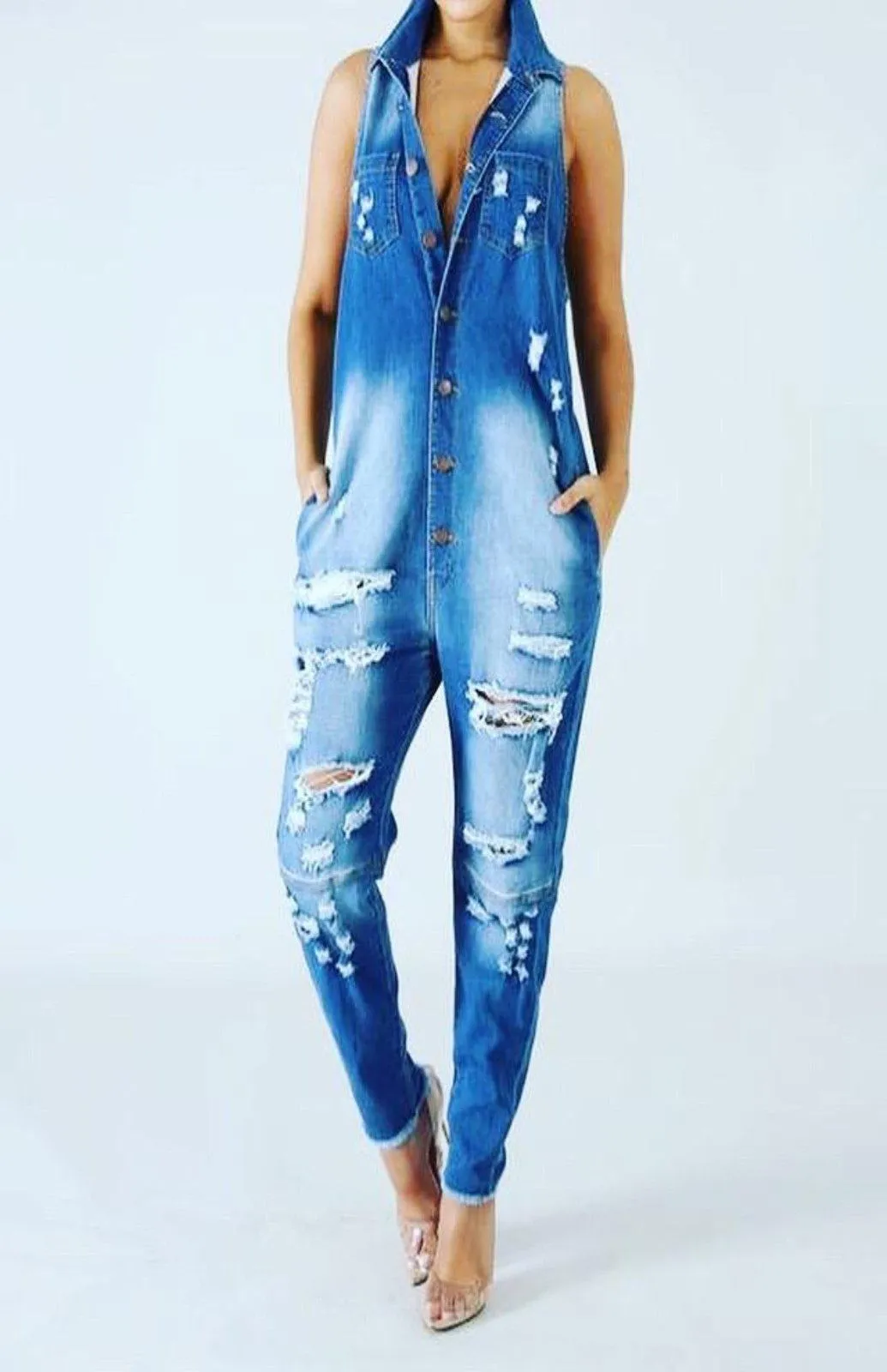 Denim Down Jumpsuit