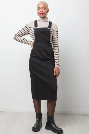 Denim Dungaree Dress Black