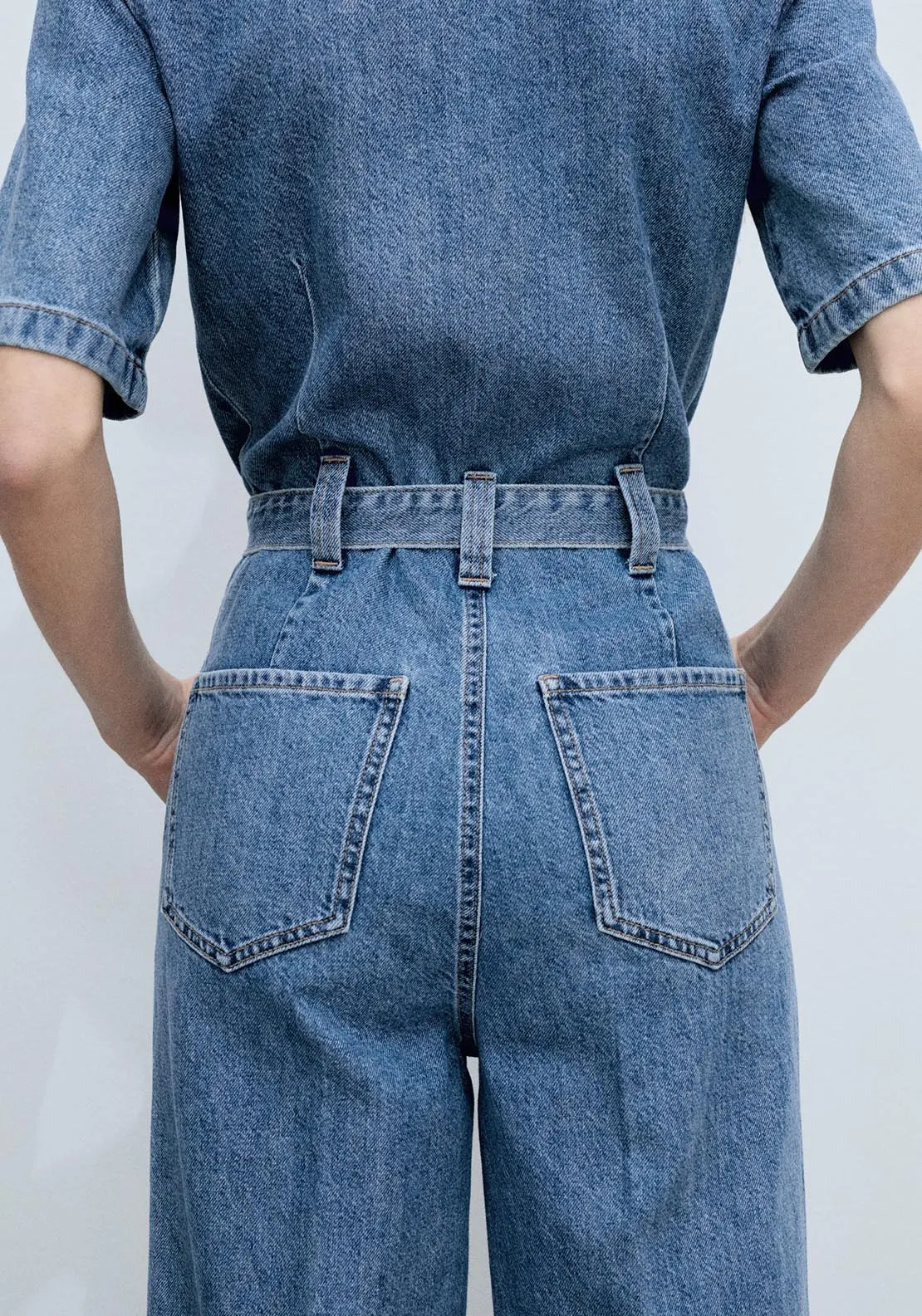 Denim jumpsuit belt - Open Blue