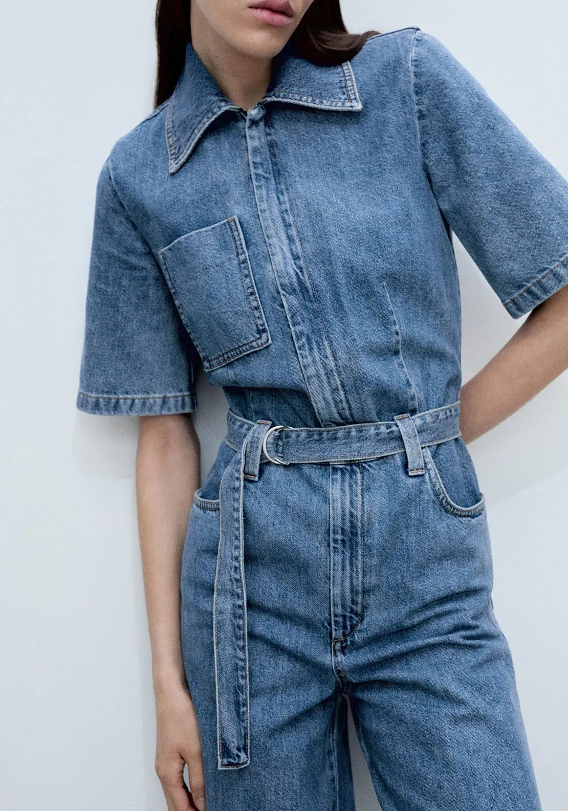 Denim jumpsuit belt - Open Blue
