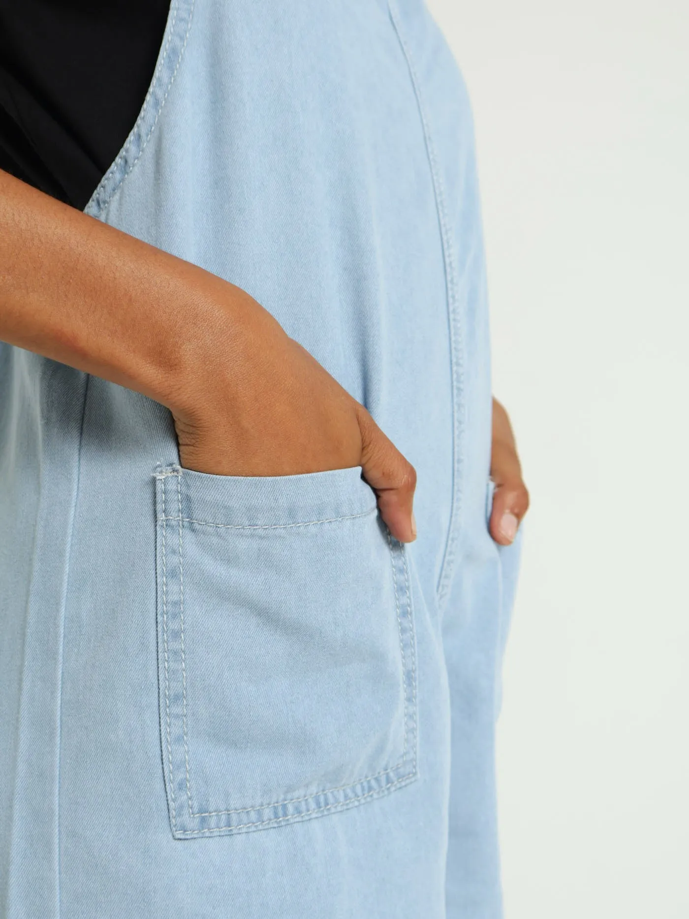 Denim Pocket Jumpsuit - Light Blue